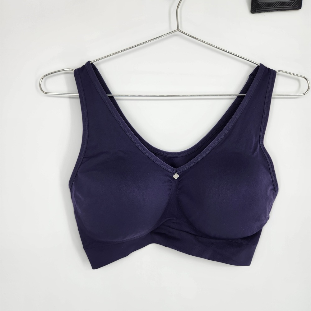 Breezies Seamless Wireless Comfort Bra Purple Large V-Neck A733140